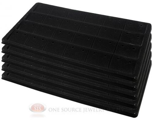 5 Black Insert Tray Liners W/ 24 Compartment Earrings Organizer Jewelry Display