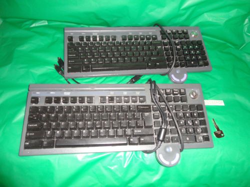 Pair of IBM POS Keyboards with integrated Mouse and Built in Credit Card Scanner