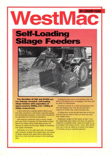 Westmac Self Loading Silage Feeder Leaflet Tractor 8522