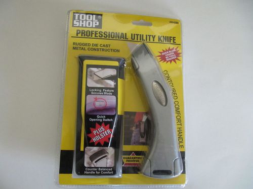 NEW TOOL SHOP PROFESSIONAL UTILITY KNIFE DIE CAST METAL PLUS HOLSTER