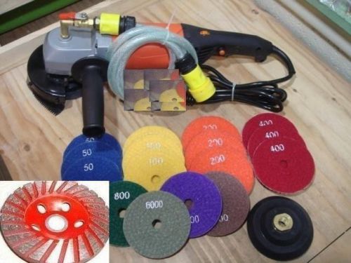 5 inch variable speed 220v wet polisher diamond 20 pad 2 cup wheel stone granite for sale