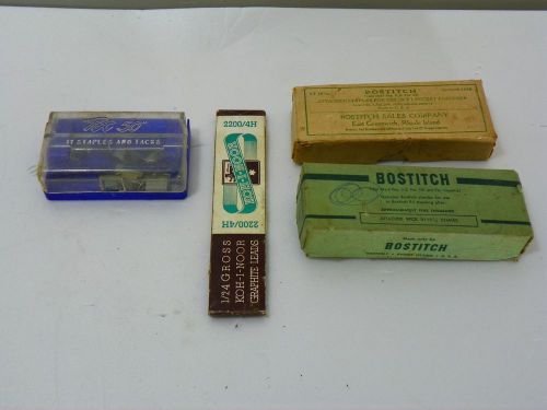 lot 2 Vintage bostitch Staples Old Vintage Box Graphite leads Case