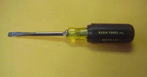 Klein Tools 600-4 1/4&#034; Keystone-Tip Screwdriver w 4&#034; Heavy-Duty Square Shank-NEW