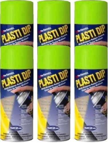 PERFORMIX PLASTI DIP ELECTRIC LIME GREEN CASE of 6 11OZ RUBBER HANDLE SPRAY NEW