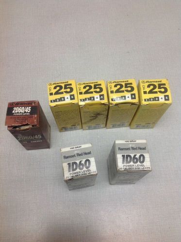 670 Ramset 25 Cal Disc Loads, 100 Brown 2d60/45. 200 Gray 1d60. 370- 4d60 Yellow