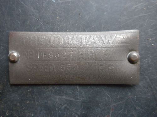 Antique Nameplate/Lable for 4HP Ottawa TE Hit-Miss Engine