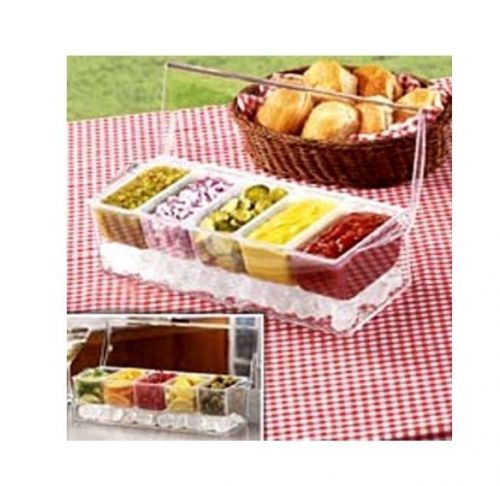 Chilled Condiment Server 5 Containers Camping Picnics Portable Storage Outdoors