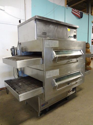 &#034;middleby marshall&#034; commercial hd double stacked natural gas conveyor pizza oven for sale