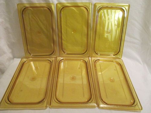 Cambro Amber 1/4 Size Lid 40HPC 6 3/8&#034; X 10 7/16&#034; LOT of (6) MADE IN USA