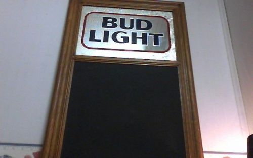 BUD LITE MIRRORED WITH CHALK BOARD, 17 X 31, 1983, BEECO MANF.