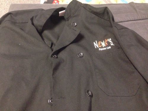 NEWKS Black Large Chef Jacket Embroidered Cafe Restaurant Logo