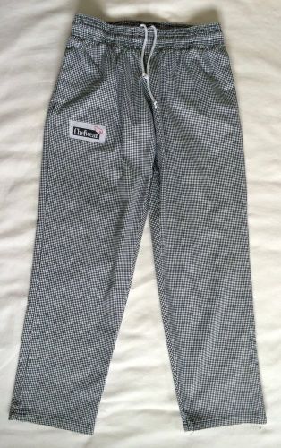Chef Pants By Chefwear Sz Small Black White Houndsthooth Print Elastic Waist