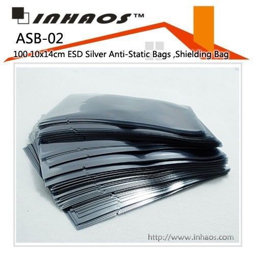 ASB-02: 100 10x14cm ESD Silver Anti-Static Bags ,Shield  eletronic rectangle new