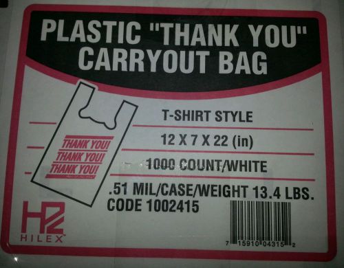 Thank You Grocery Store Carry Out Plastic T-Shirt Shopping Bags - 1000 ct. Case