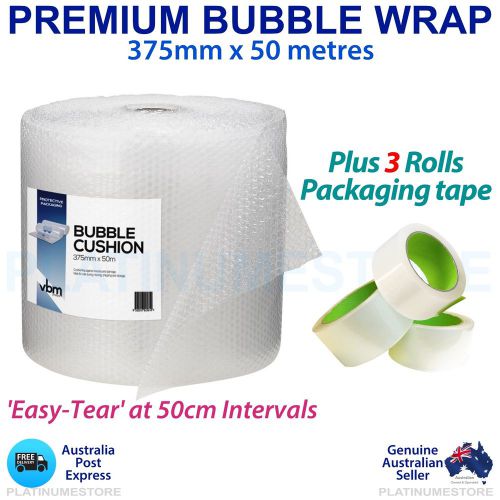 Bubble Wrap 375mm x 50M Metre Roll Clear Perforated at 50cm + Bonus + Express