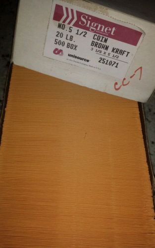 Signet Brown Kraft  Coin Envelopes 251071. 3 1/8&#034; x 5 1/2&#034; 500 / BOX