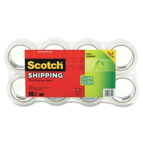 Sure start packaging tape, 1.88&#034; x 54.6yds, 3&#034; core, clear, 8/pack for sale