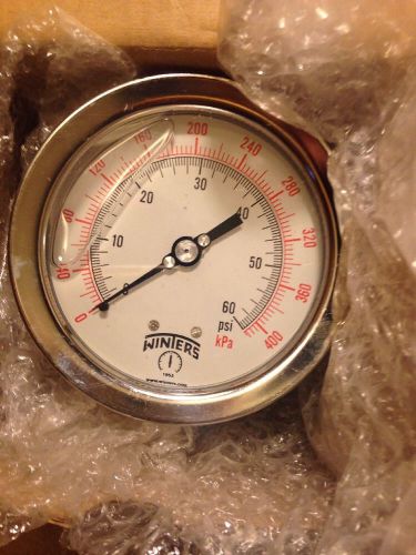 Winters 0-60 PSI Glycerine Filled pressure gauge Stainless Steel 4&#034;