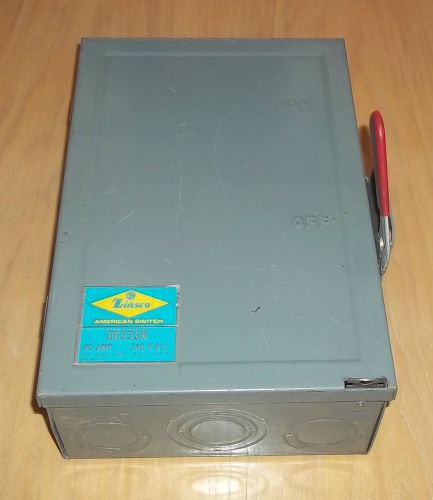 Zinsco American Switch Circuit Breaker Box Fuse 60 Amp 250 V.A.C. D633SN