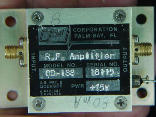 Q-bit QB-188 RF Amplifier, 1 to 100 MHz, 15 dB Gain