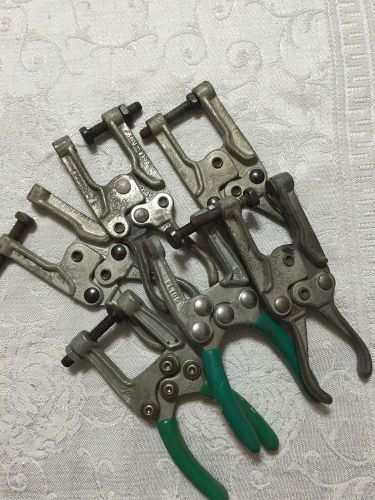 Lot of 6 welding clamps 4 knu-vise #400 and 2-#pl-100 (coated handles) for sale