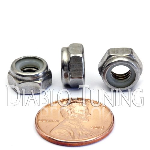 M6-1.0 / 6mm - Qty 10 - Nylon Insert Hex Lock Nut DIN 985 - A2 Stainless Steel