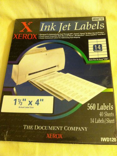New 560 Xerox Ink Jet Labels, White, 1 1/3&#034; x 4&#034; Sealed Package