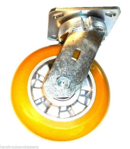 Swivel kingpinless plate caster with 6&#034; round tread poly on aluminum wheel for sale