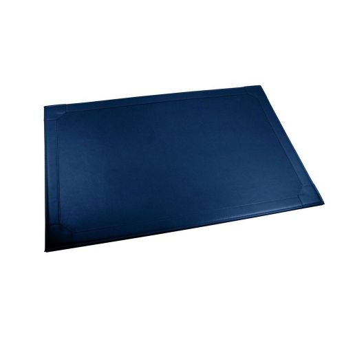 LUCRIN - Desk pad with border 23.8 x 16 inches - Smooth Cow Leather - Royal Blue