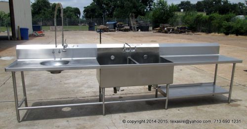 ALL STAINLESS STEEL 156&#034; 2 COMP SINK W/ FAUCET AND PRE-RINSE