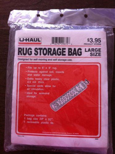 U-Haul Rug Storage Bag - LARGE SIZE 20&#034; x 92&#034; - Moving Supplies - NEW IN PACKAGE