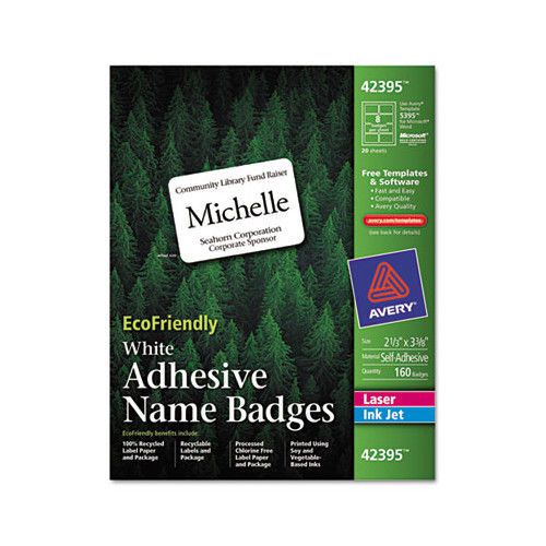 Avery Consumer Products Ecofriendly Name Badge Labels, 160/Box