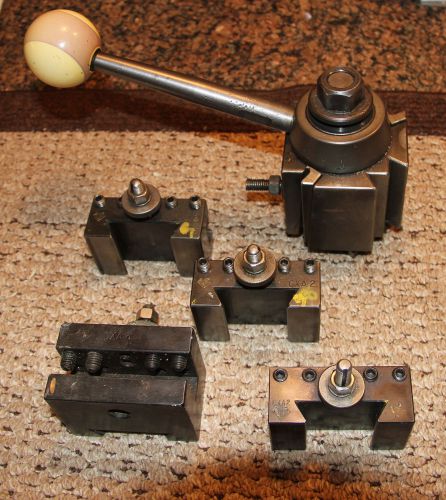 Aloris cxa wedge tool post with 4 holders - 3 cxa2 and 1 cxa6 for sale