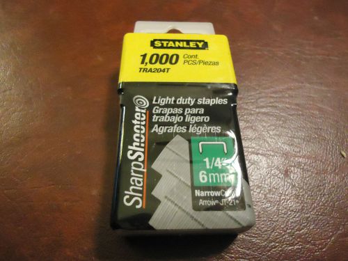 1 pack of stanley sharp shooter 1/4&#034; 6mm staples tra204t light duty 1000 pcs for sale