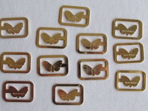 GOLD-TONE PAPERCLIPS WITH BUTTERFLY - MADE IN ITALY - 12 IN SET