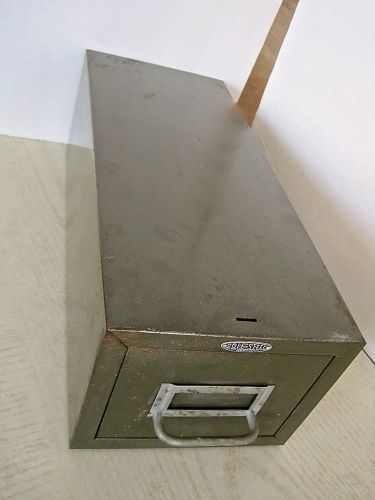 Vtg COLE STEEL NY Green Industrial Metal Recipe Index Card Storage File Cabinet