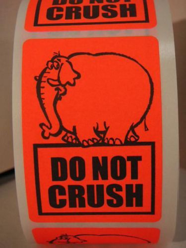 50 DO NOT CRUSH fluorescent  red elephant 2x3 Warning Stickers Labels