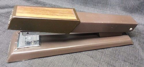 Vintage Retro Stapler Bates 640 Custom Brown with Wood Grain Made In USA