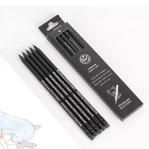 5pcs Rilakkuma Unique Black Wooden Pencil B Lead Stationary Writing Supplies