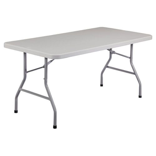 National Public Seating Steel Frame Rectangular Blow Plastic Top Folding Table
