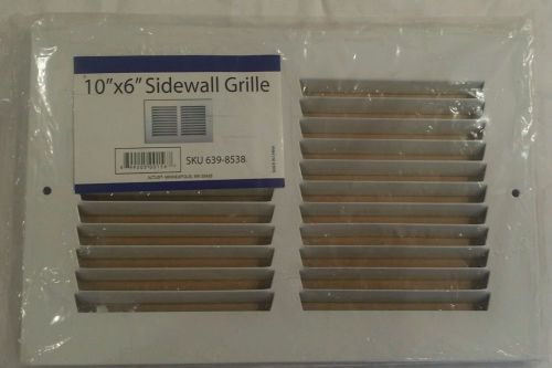 10&#034;x6&#034; Sidewall Grille, Return Air Vent, white