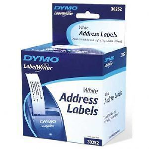 Dymo 30252 White Address Labels, 1.13&#034; x 3.5&#034;, 350 Labels Per Roll, Box Of 2 Rol