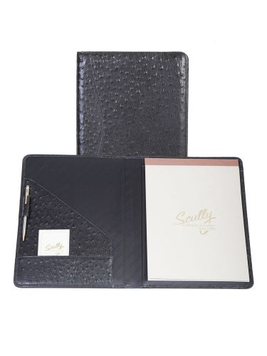 Scully Accessories Black Ostrich Leather Writing Pad Folder