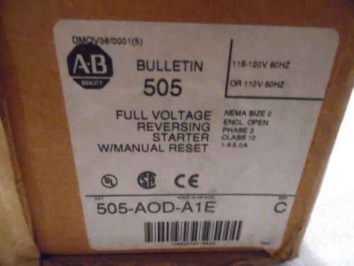 Allen Bradley 505-AOD-A1E Full Voltage Reversing Starter 110/120V NEMA  0 NIB
