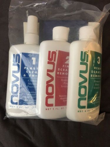 NOVUS Plastic Polish #1 #2 &amp; #3 8oz Bottles (1 Each) Scratch Remover Cleaner Kit