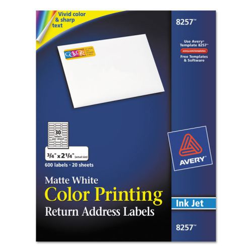 Avery Matte White Color Printing Labels  0.75x2.25 6 Packs