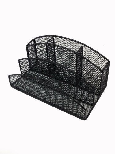 Buddy Products 5-Compartment Mesh Desk Organizer, 4.9 x 4.5 x 8.7 Inches, Black