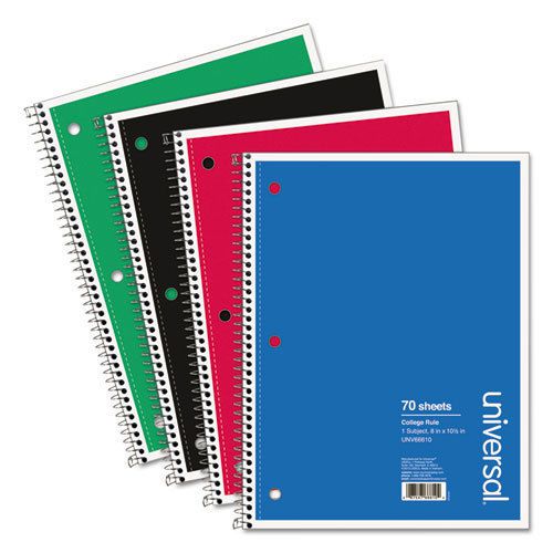 Universal Wirebound Notebook, 8 x 10-1/2, College Ruled, 70 Sheets
