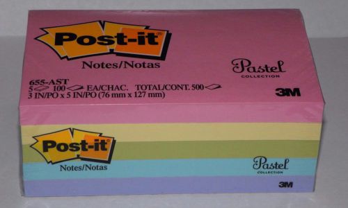 Post-it Notes in Pastel Colors Self-adhesive 3&#034; x 5&#034; - Assorted 5 Pack 500 sheet