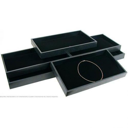 6 Black Velvet Chain Pad Jewelry Display &amp; Tray